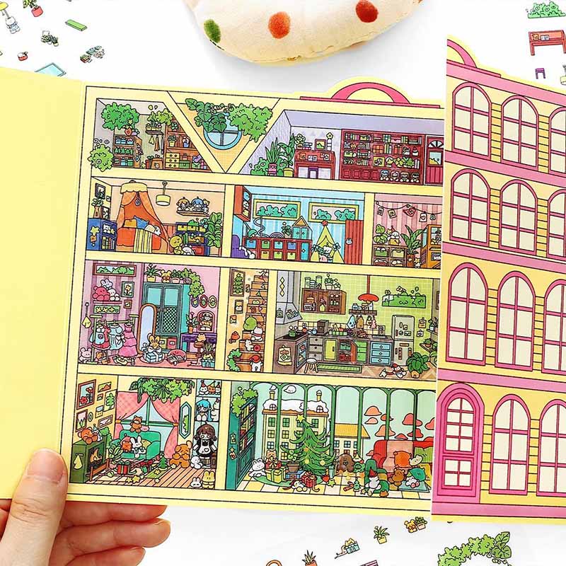 Stylish Apartment DIY 3D Scene Stickers 2 Cute Miniature Scenes (L)