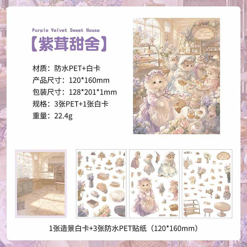 Kitty Treat DIY 3D Scene Stickers With Guide Lines(S)