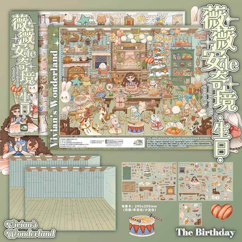 Dream Origin DIY 3D Sticker 4 Cute Miniature Scenes(L)