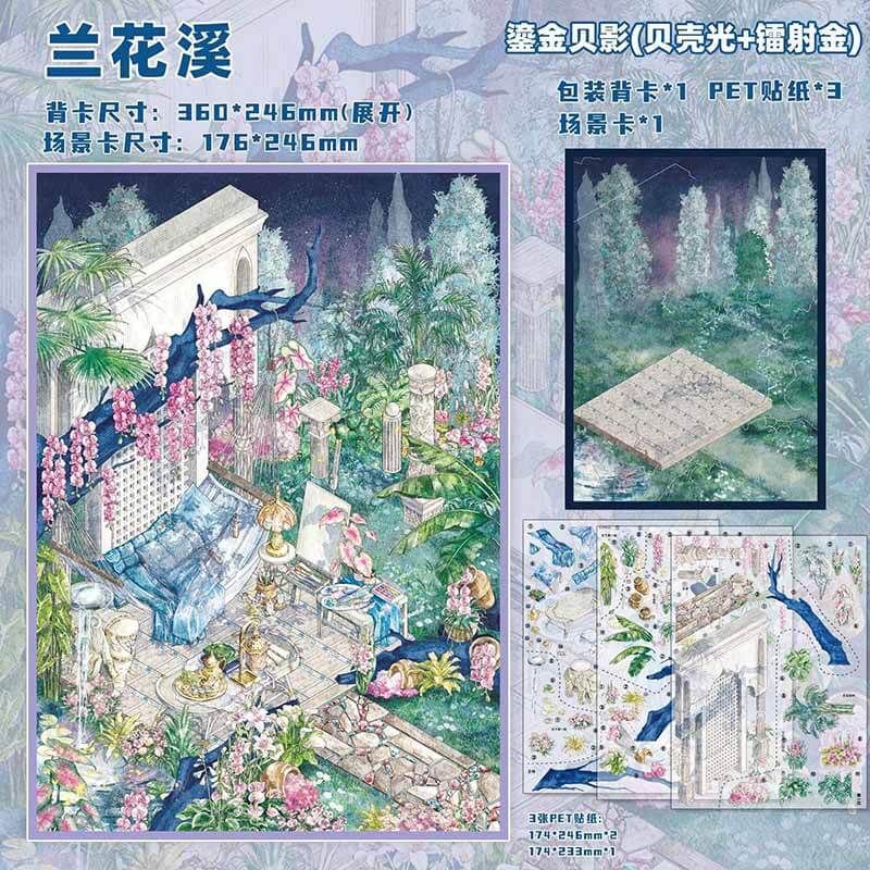 Floral Serenity DIY 3D Sticker 2 Cute Miniature Scenes(L)