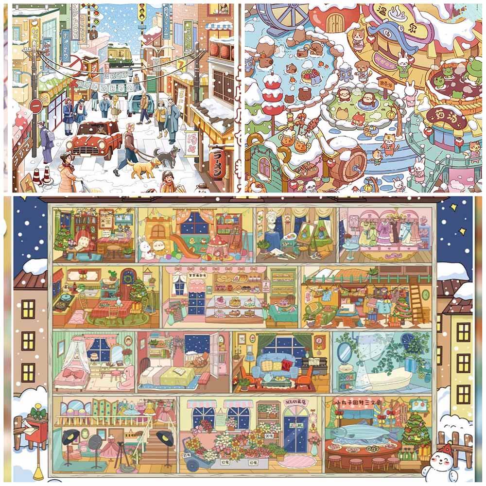 Snow Haven DIY 3D Sticker 3 Cute Miniature Scenes(L)
