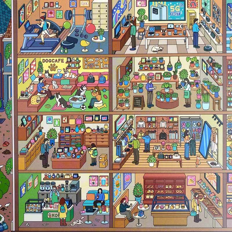 Urban Corner DIY 3D Scene Stickers 2 Cute Scenes(xxL)