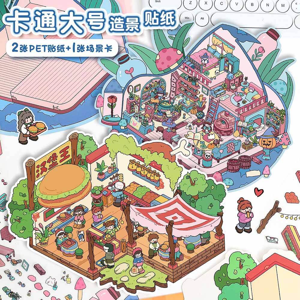 Creative Life DIY 3D Scene Stickers Lovely 2 Miniature Scenes(L)