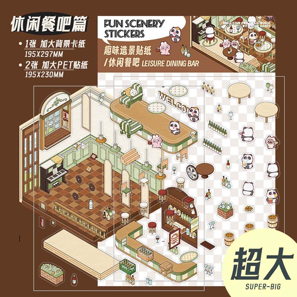 Urban Life DIY 3D Scene Stickers 4 Cute Miniature Scenes(L)