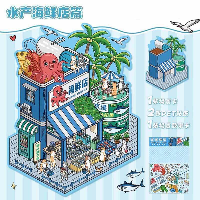 Seafood Restaurant DIY 3D Scene Stickers - Lovely Miniature Scenes(L)