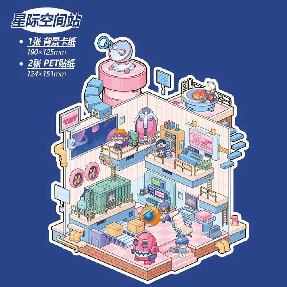 Autocollants de scène 3D DIY Cute Store 2.0 : 4 scènes miniatures mignonnes