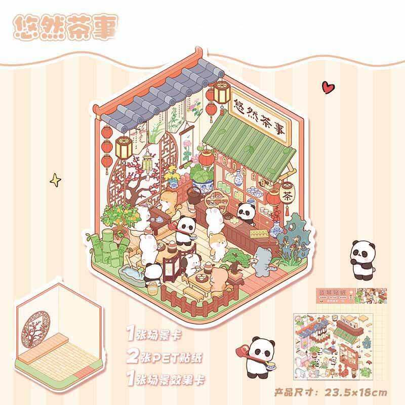 Cozy Lifestyle 3D Scene Stickers 4 Cute Miniature Scenes