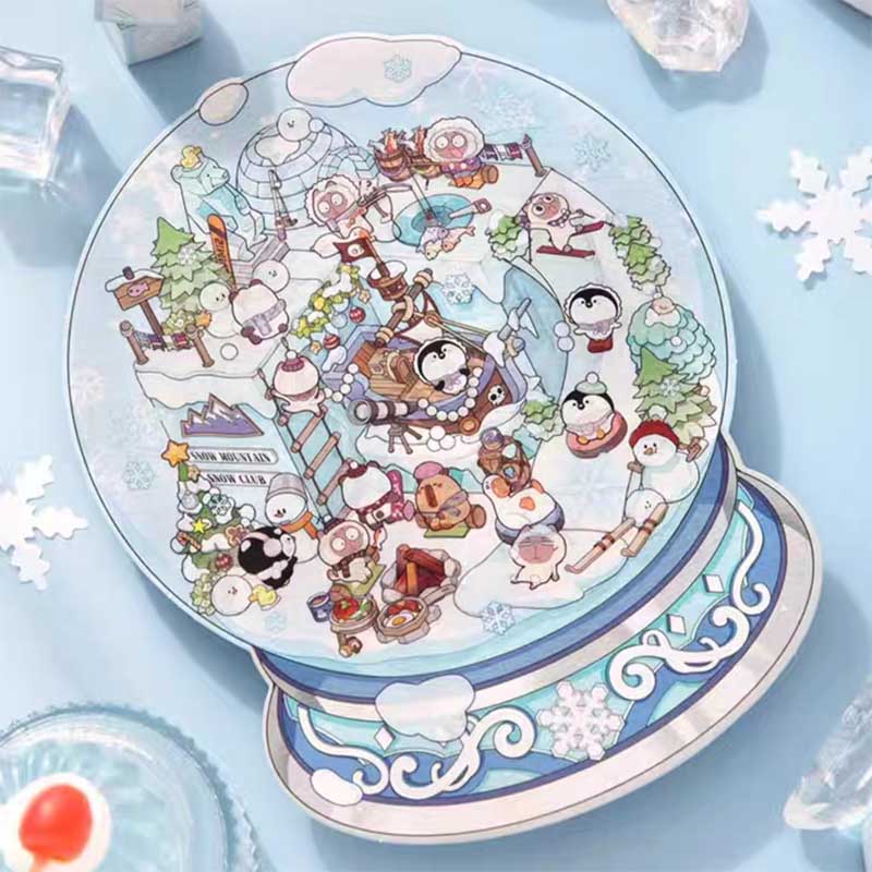 Autocollants 3D DIY Boule de Cristal - 4 Scènes Miniatures Adorables