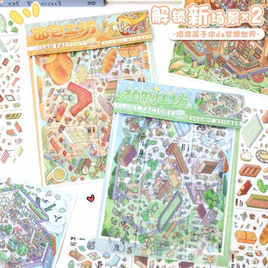 Craft Corner DIY 3D Scene Stickers 2 Cute Miniature Scenes(L)
