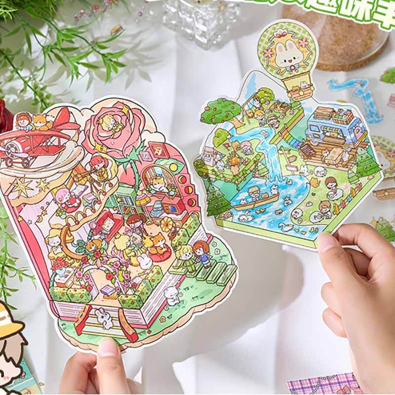 Romance Odyssey DIY 3D Scene Stickers 4 Cute Miniature Scenes(S)