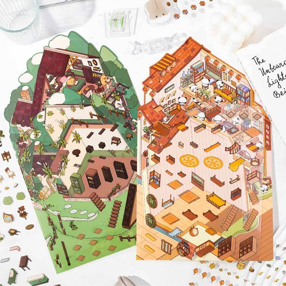 Fun House DIY 3D Scene Stickers 2 Cute Miniature Scenes(L)