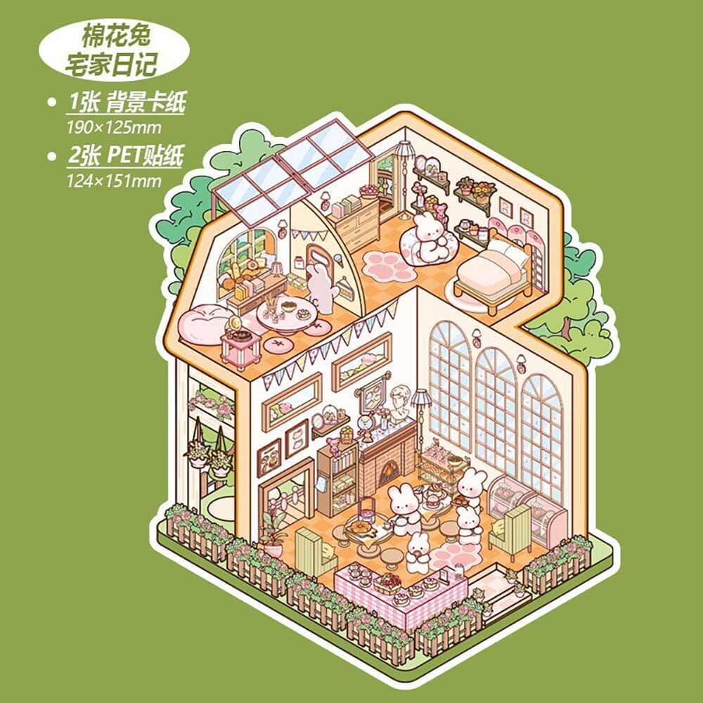 Autocollants de scène 3D DIY Cute Store 2.0 : 4 scènes miniatures mignonnes