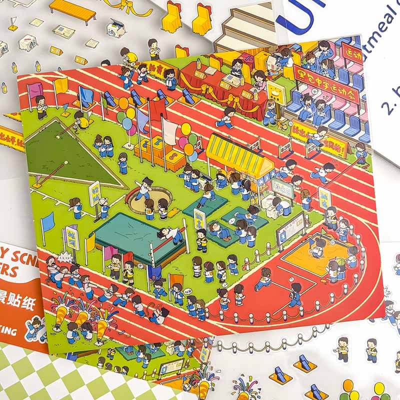 Fantasy Gathering DIY 3D Scene Stickers 5 Cute Miniature Scenes(L)