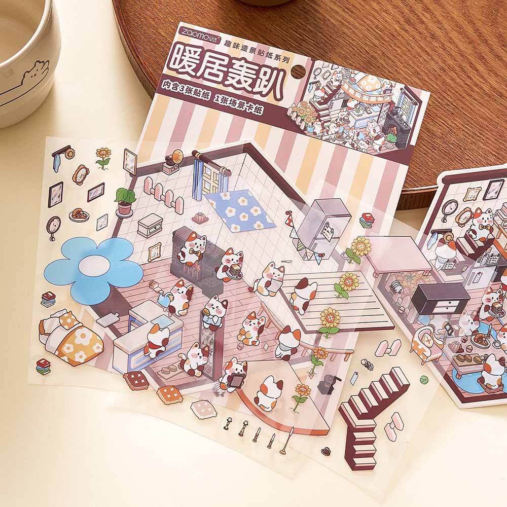 Cosmic Fairytale DIY 3D Scene Stickers 4 Cute Miniature Scenes
