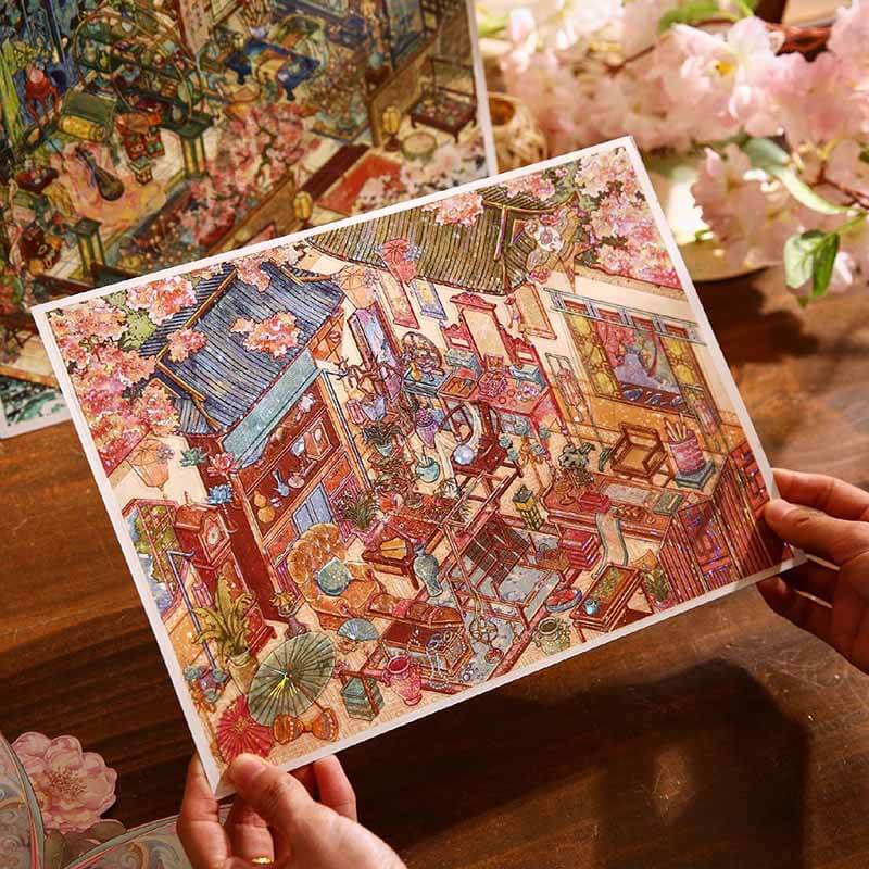 Oriental Grace DIY 3D Scene Stickers With Guide Lines(XL)