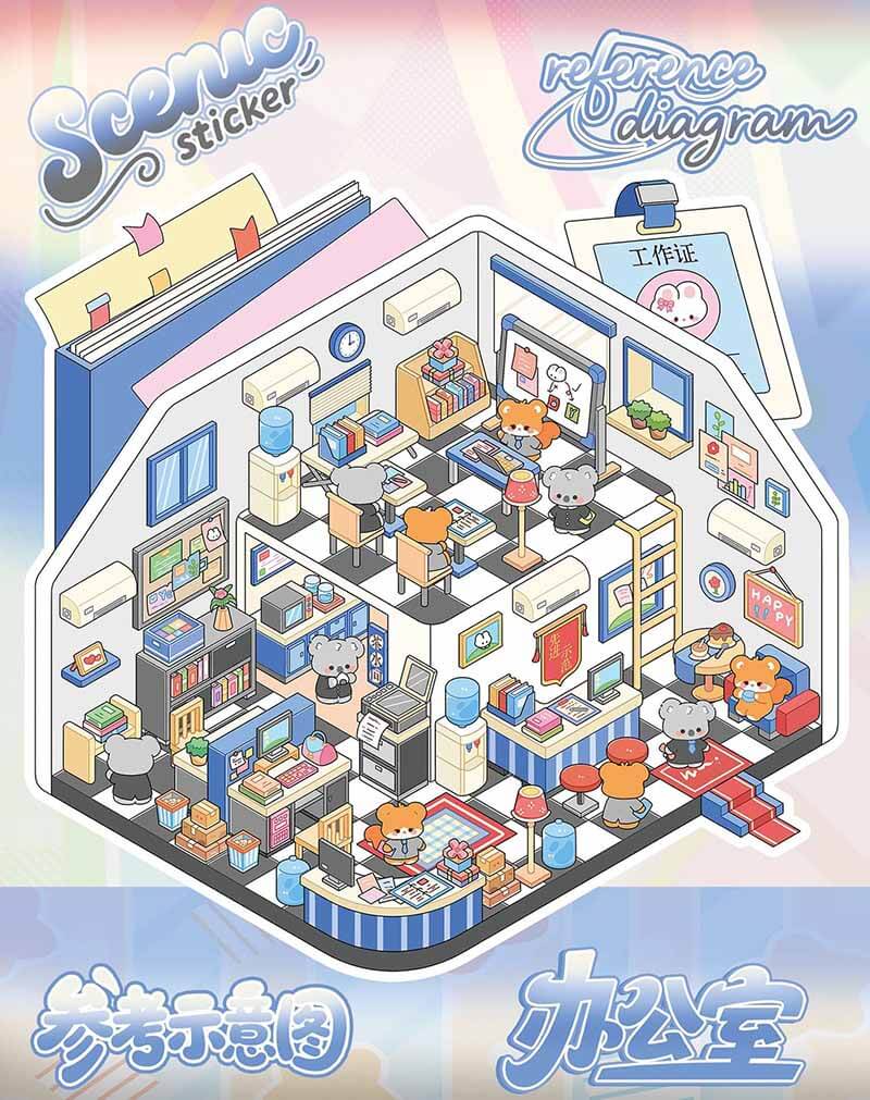 Dreamlike Realm Book 3D Scene Stickers With Guide Lines(S)