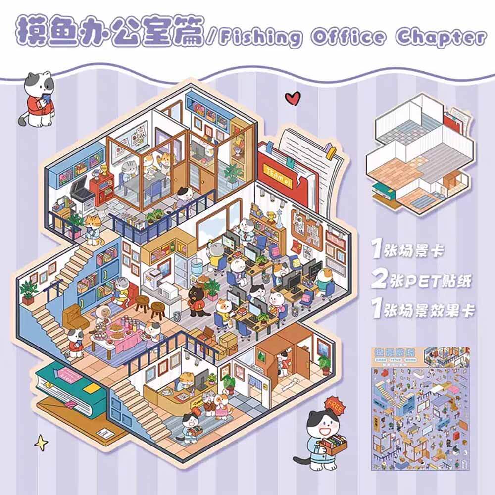 Multi-Story Villa DIY 3D Scene Stickers 2 Cute Miniature Scenes(L)