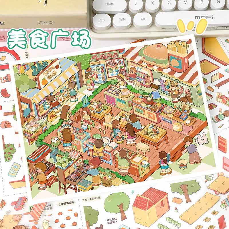 Food Carnival DIY 3D Scene Stickers 2 Cute Miniature Scenes(L)