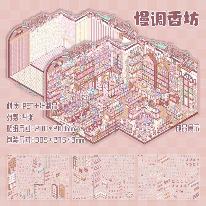 Leisure Shop DIY 3D Scene Stickers 2 Cute Scenes(L)