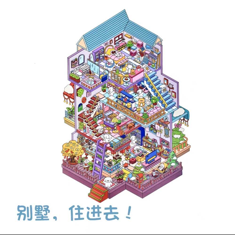 Time Apartment Scene Stickers 2 Cute Miniature Scenes(L)