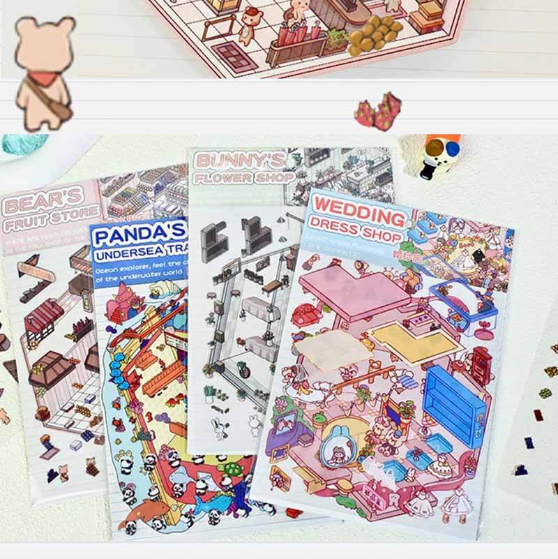 Adorable Moments DIY 3D Scene Stickers 4 Cute Miniature Scenes(S)