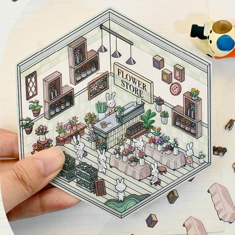 Adorable Moments DIY 3D Scene Stickers 4 Cute Miniature Scenes(S)