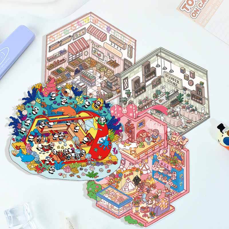 Adorable Moments DIY 3D Scene Stickers 4 Cute Miniature Scenes(S)