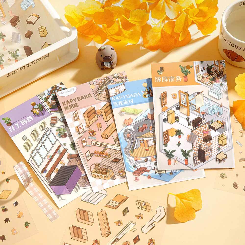 Adorable Pet DIY 3D Scene Stickers 4 Cute Miniature Scenes(S)