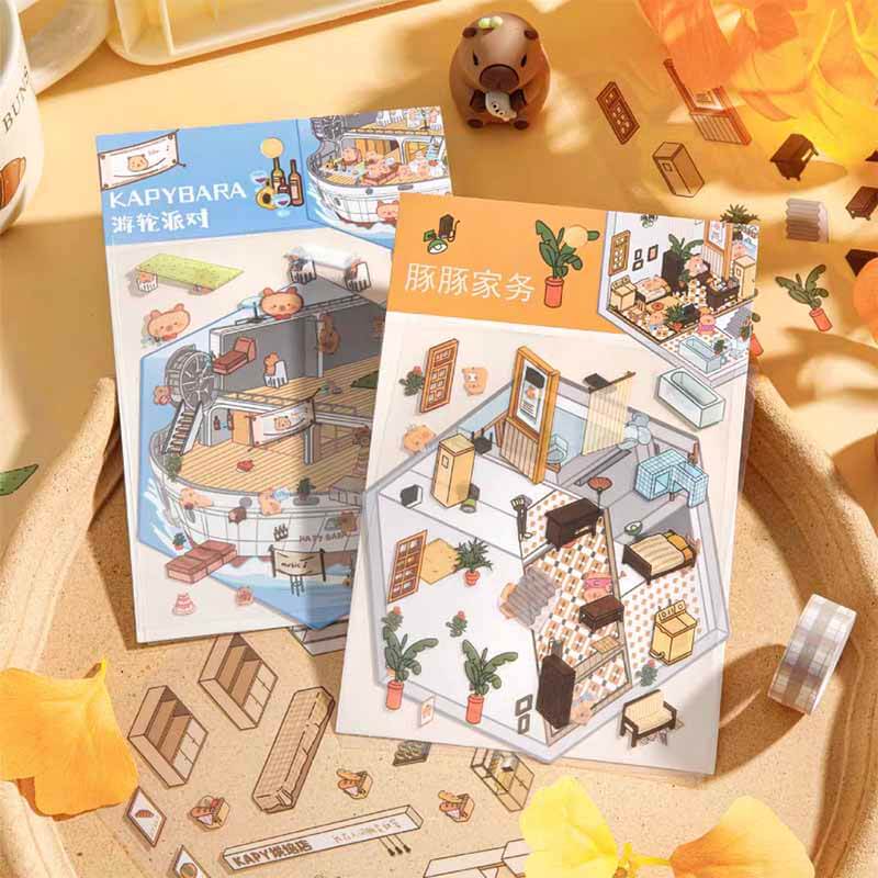 Adorable Pet DIY 3D Scene Stickers 4 Cute Miniature Scenes(S)