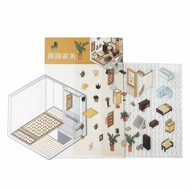 Adorable Pet DIY 3D Scene Stickers 4 Cute Miniature Scenes(S)