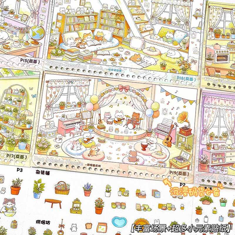 Adorable Pet Park 3D Scene Stickers Book With Guide Lines(L)