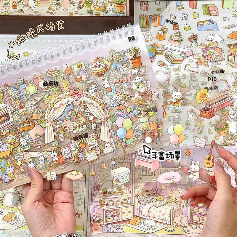 Adorable Pet Park 3D Scene Stickers Book With Guide Lines(L)