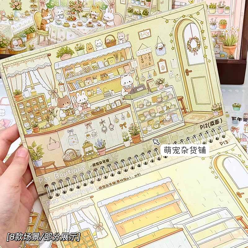 Adorable Pet Park 3D Scene Stickers Book With Guide Lines(L)