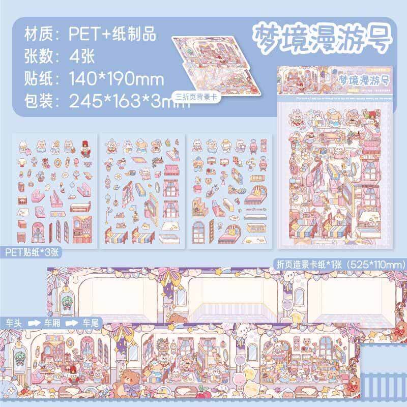 Adventure Fleet DIY 3D Scenes Sticker 4 Cute Scenes(M)