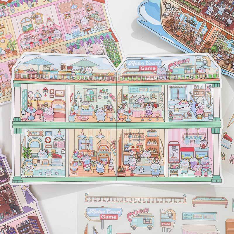 Adventure Lodges DIY 3D Scene Stickers 4 Cute Scenes(L)