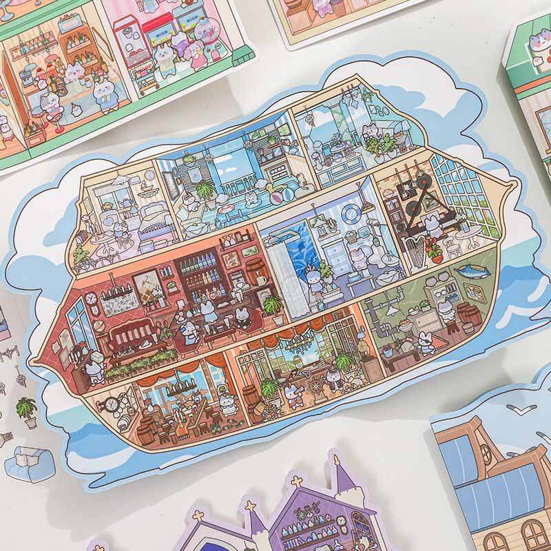 Adventure Lodges DIY 3D Scene Stickers 4 Cute Scenes(L)