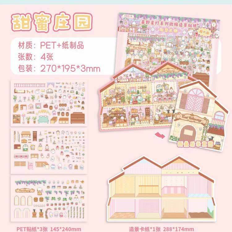 Adventure Lodges DIY 3D Scene Stickers 4 Cute Scenes(L)