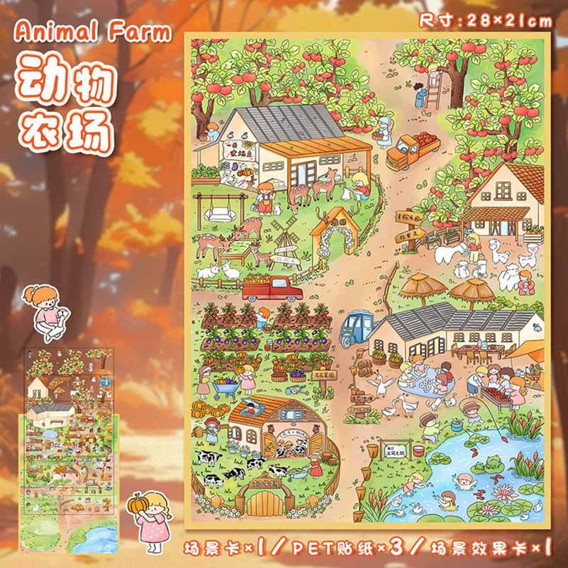 Adventure Nature DIY 3D Scene Stickers 2 Cute Miniature Scenes(xL)
