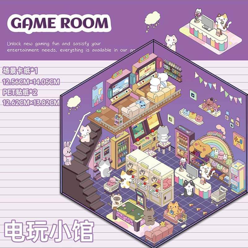 Adventure & Imagination Hub DIY 3D Scene Stickers 4 Cute Miniature Scenes(S)