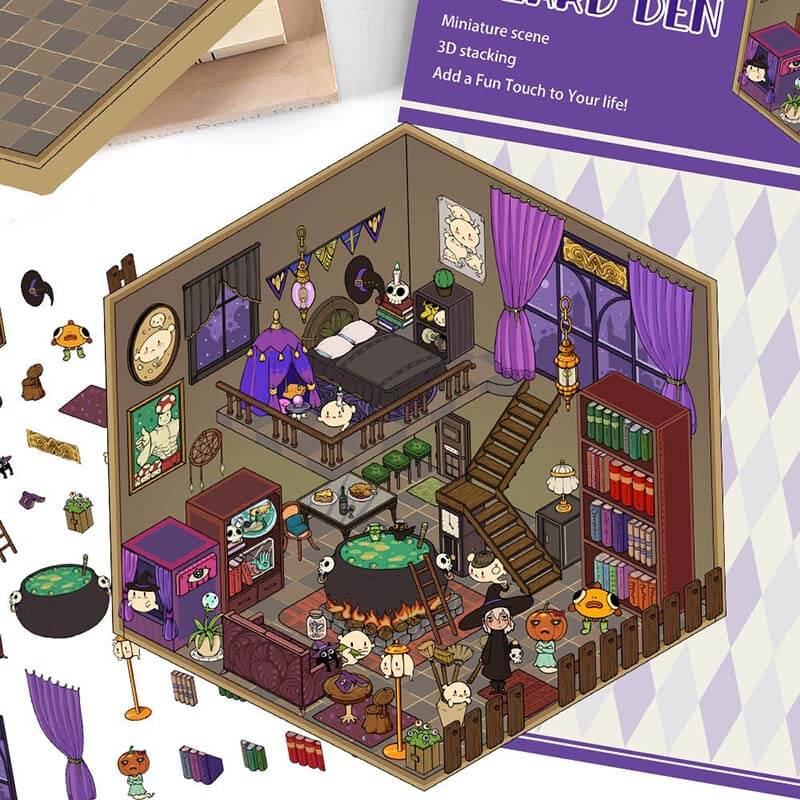 Adventure & Imagination Hub DIY 3D Scene Stickers 4 Cute Miniature Scenes(S)