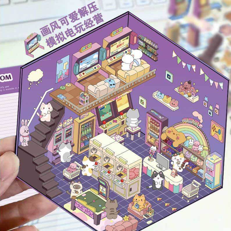 Adventure & Imagination Hub DIY 3D Scene Stickers 4 Cute Miniature Scenes(S)