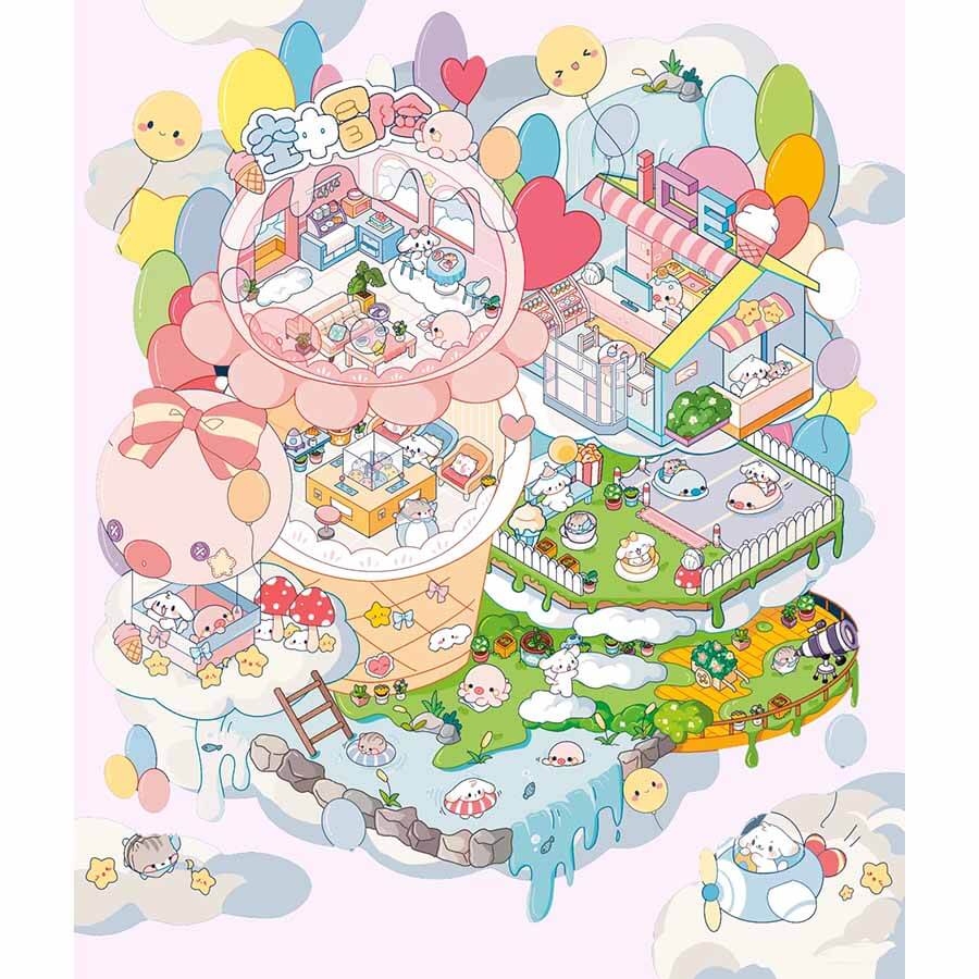 Adventures Above DIY 3D Scene Stickers 3 Cute Miniature Scenes(L)