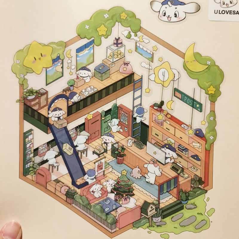 Adventures Above DIY 3D Scene Stickers 3 Cute Miniature Scenes(L)