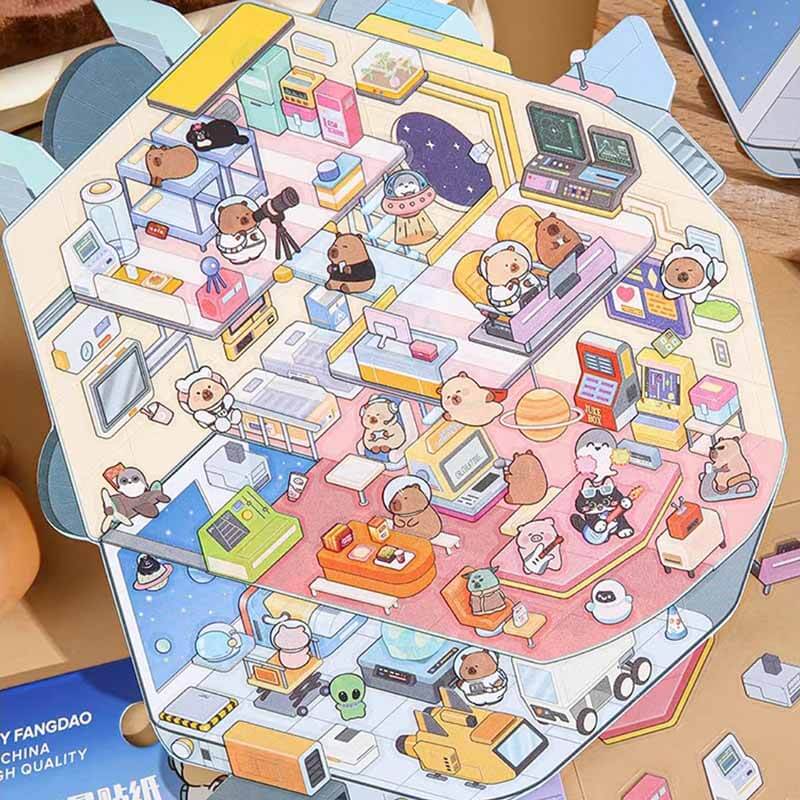 Adventures of Capybara DIY 3D Scene Stickers 2 Cute Miniature Scenes