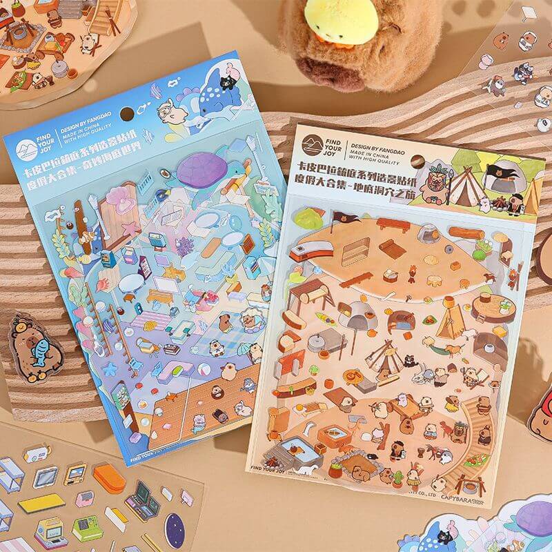 Adventures of Capybara DIY 3D Scene Stickers 2 Cute Miniature Scenes