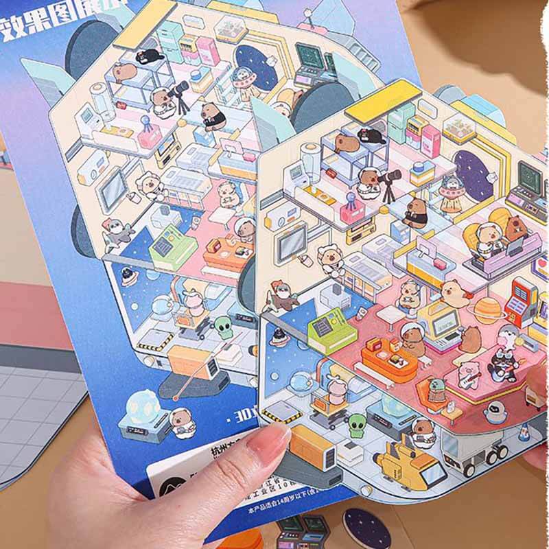 Adventures of Capybara DIY 3D Scene Stickers 2 Cute Miniature Scenes