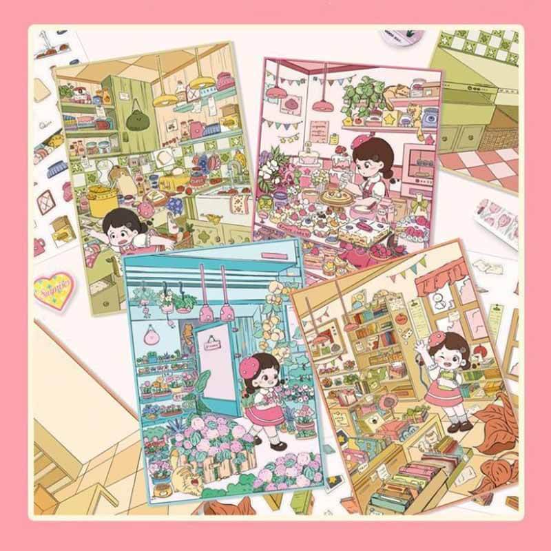 Afternoon Atelier DIY 3D Scene Stickers 4 Cute Miniature Scenes(S)