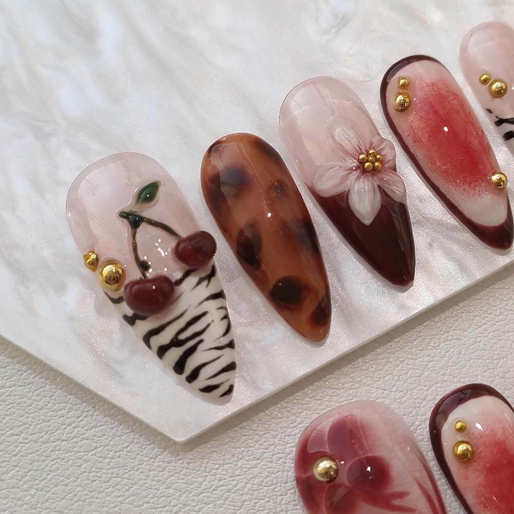 Beauty Art Garden Press On Nails Amber Floral Roar 55