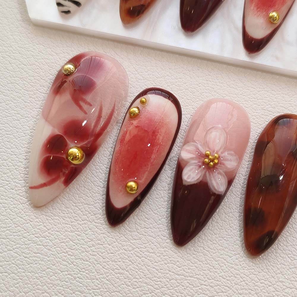 Beauty Art Garden Press On Nails Amber Floral Roar 55