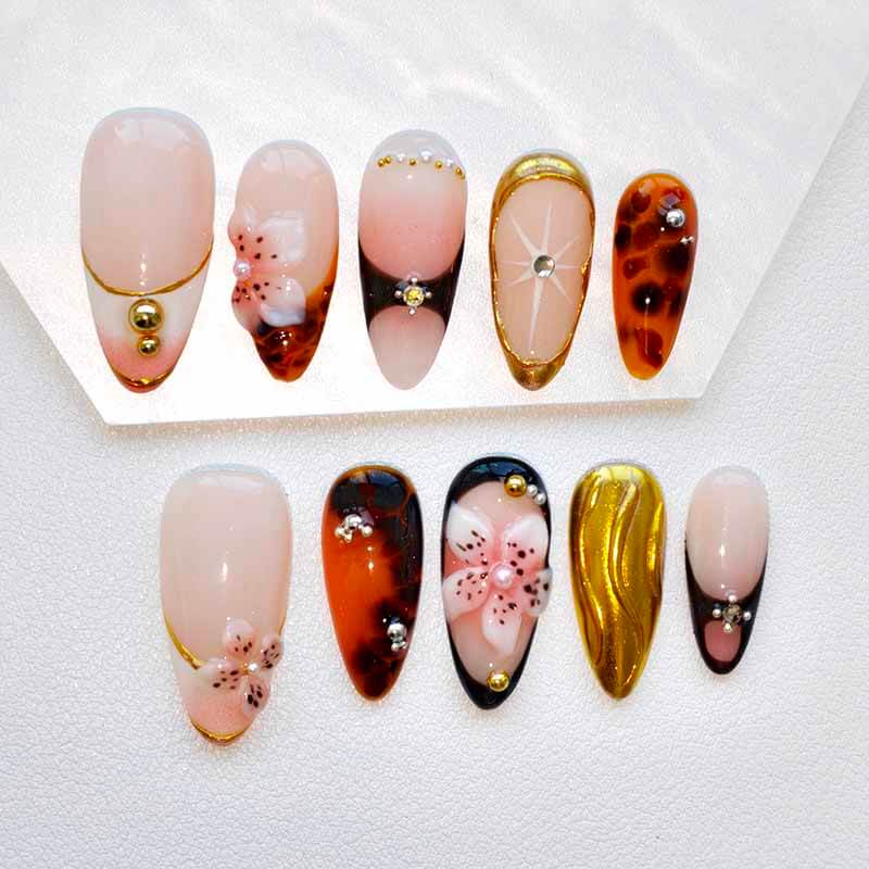 Beauty Art Garden Press On Nail Amber Gold 206